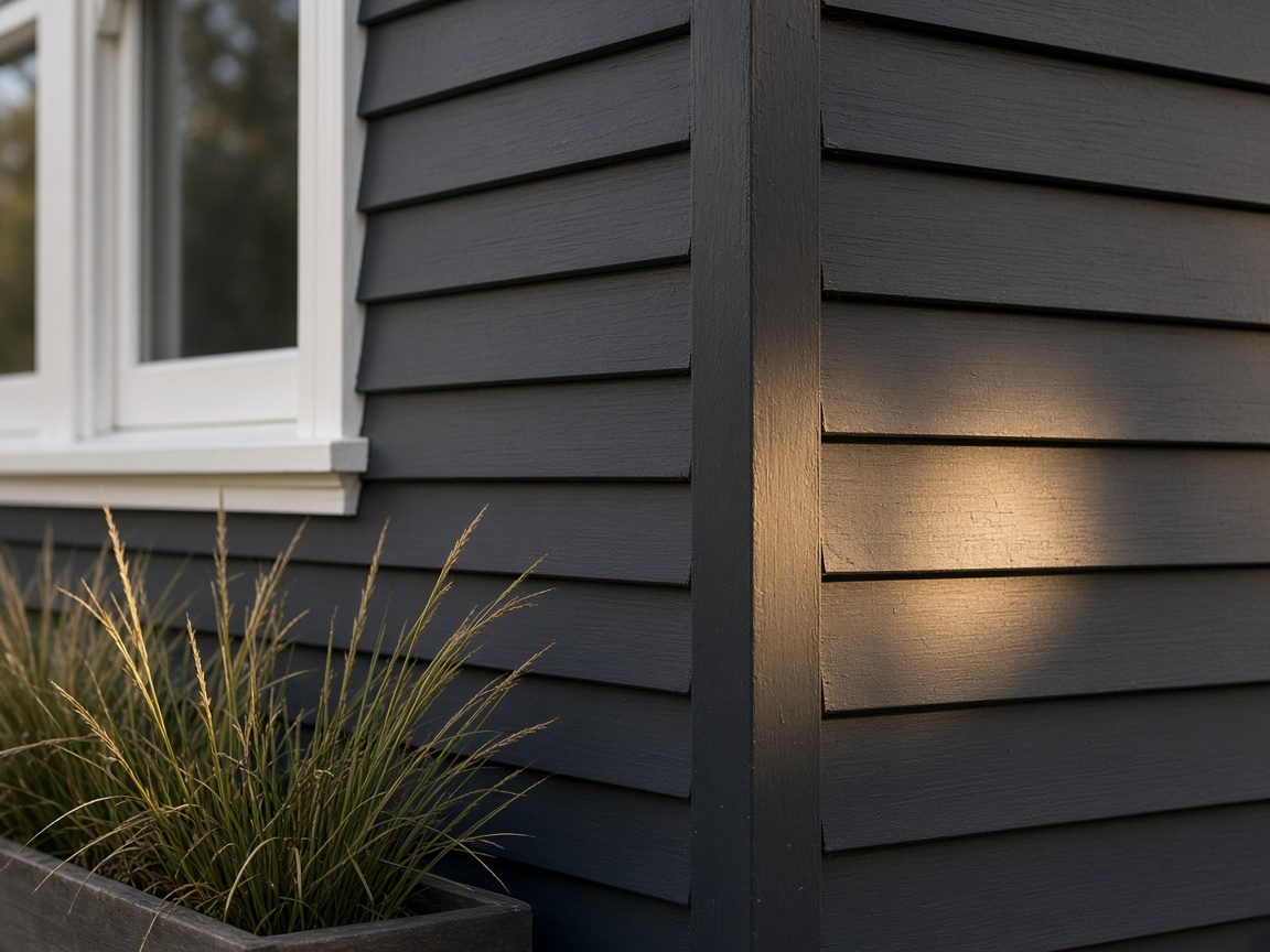 Weatherboard cladding and a window on a Wellington house